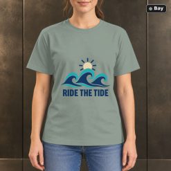 Ride the Tide Wave T-Shirt, Minimalist Ocean Graphic Ride the Tide Wave T-Shirt, Minimalist Ocean Graphic