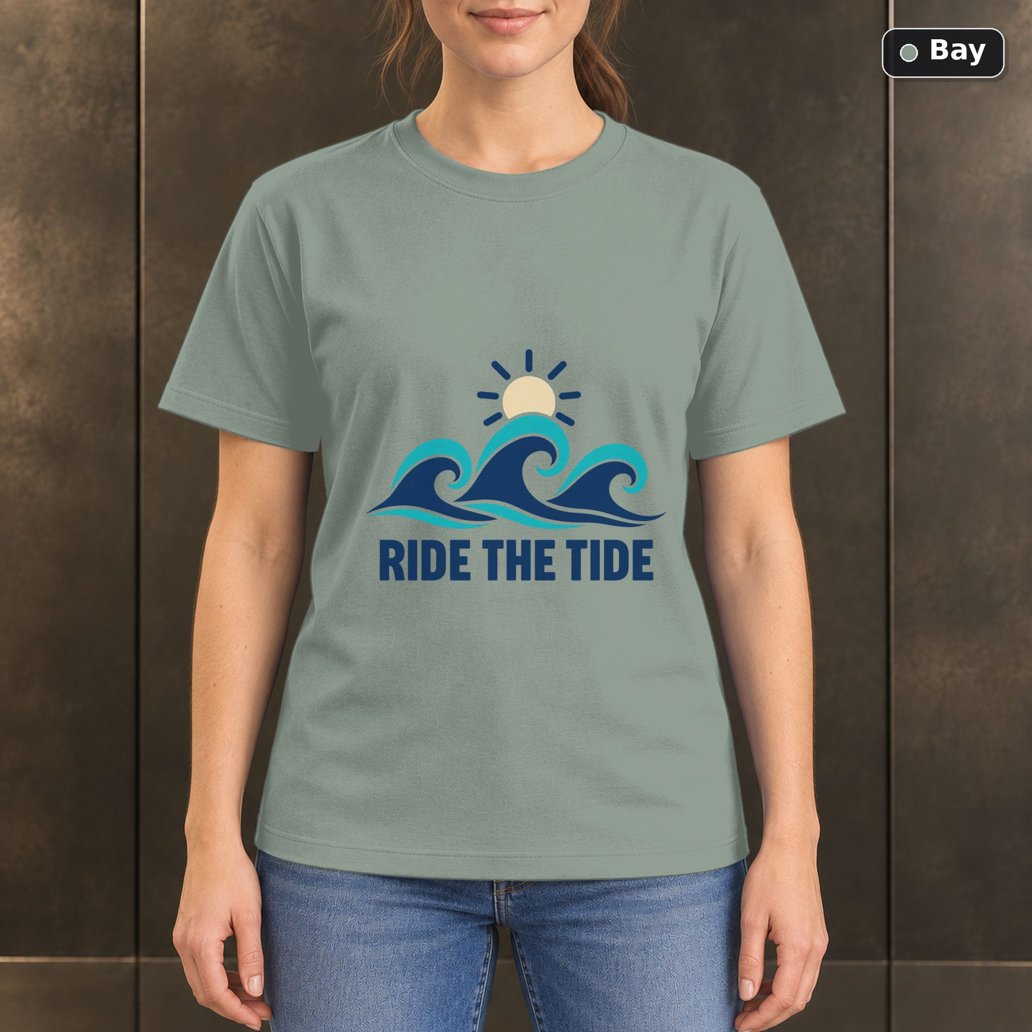 Ride the Tide Wave T-Shirt, Minimalist Ocean Graphic Ride the Tide Wave T-Shirt, Minimalist Ocean Graphic