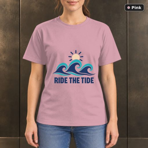 Ride the Tide Wave T-Shirt, Minimalist Ocean Graphic 4