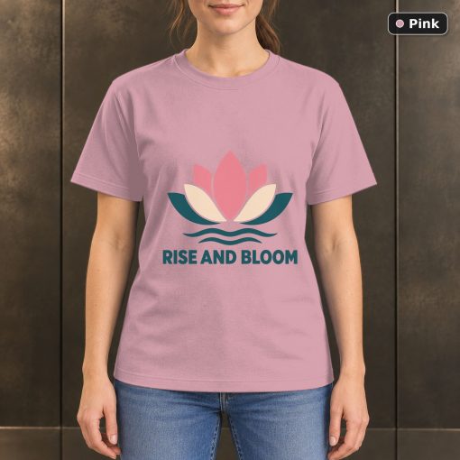 Rise and Bloom Lotus Flower T-Shirt, Minimalist Nature Graphic 4