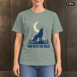 Run With the Wild Wolf T-Shirt, Minimalist Mountain Graphic