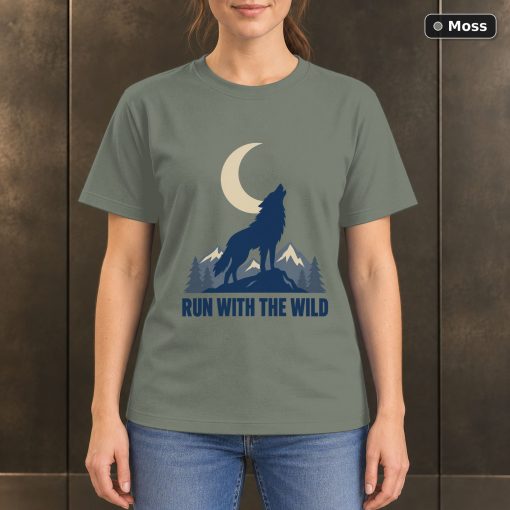 Run With the Wild Wolf T-Shirt, Minimalist Mountain Graphic 3