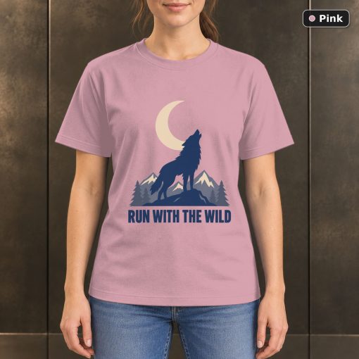 Run With the Wild Wolf T-Shirt, Minimalist Mountain Graphic 4