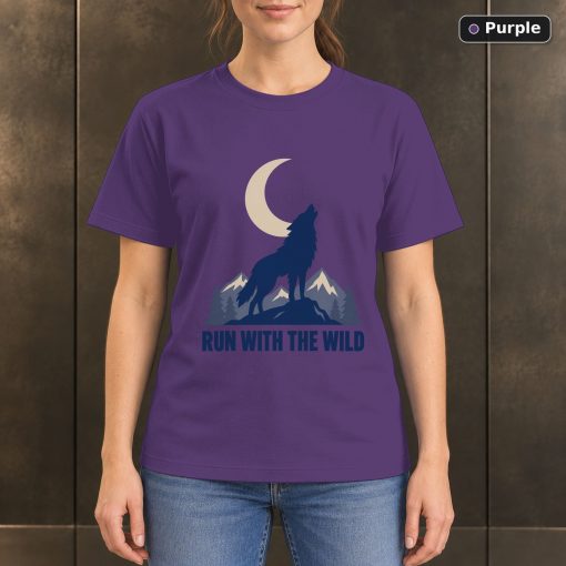 Run With the Wild Wolf T-Shirt, Minimalist Mountain Graphic 5