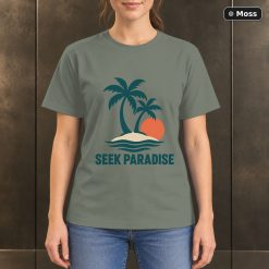 Seek Paradise Island T-Shirt, Minimalist Tropical Nature Graphic 8
