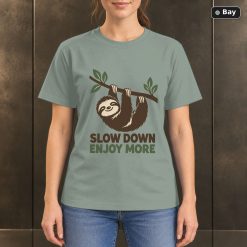 Slow Down Enjoy More Sloth T-Shirt, Minimalist Animal Graphic Slow Down Enjoy More Sloth T-Shirt, Minimalist Animal Graphic