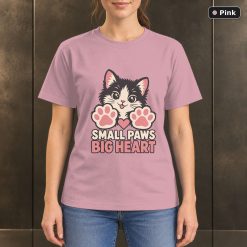Small Paws Big Heart Kitten T-Shirt, Minimalist Cat Graphic 9