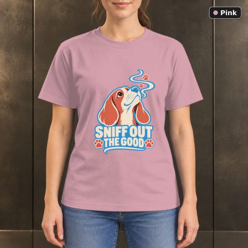 Sniff Out the Good T-Shirt, Colorful Beagle Dog Graphic 4