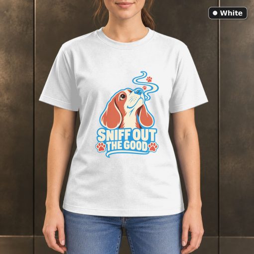 Sniff Out the Good T-Shirt, Colorful Beagle Dog Graphic 6