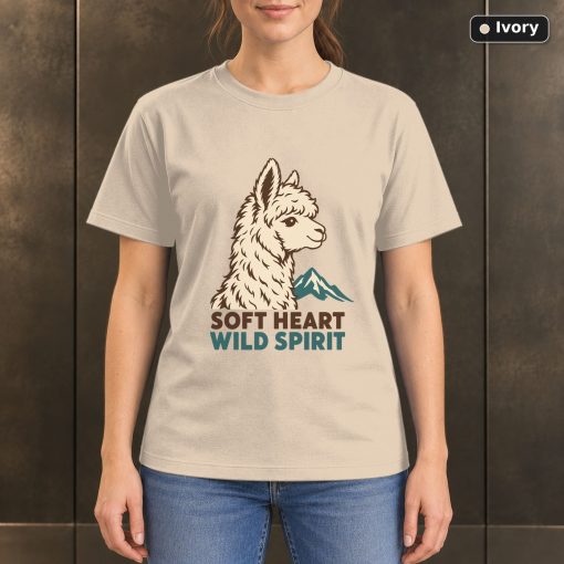 Soft Heart Wild Spirit Alpaca T-Shirt, Minimalist Animal Graphic 2