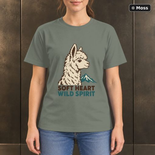 Soft Heart Wild Spirit Alpaca T-Shirt, Minimalist Animal Graphic 3