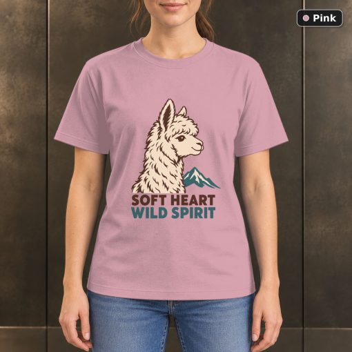 Soft Heart Wild Spirit Alpaca T-Shirt, Minimalist Animal Graphic 4
