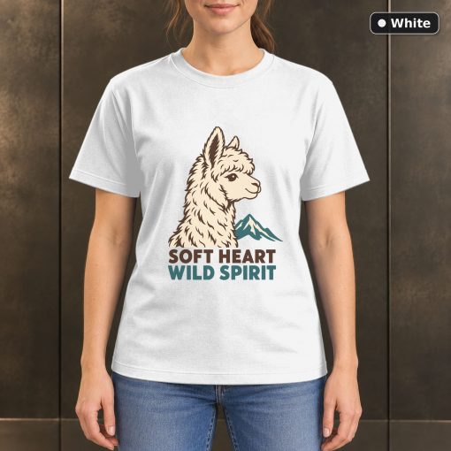Soft Heart Wild Spirit Alpaca T-Shirt, Minimalist Animal Graphic 6