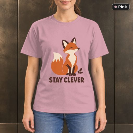 Stay Clever Fox T-Shirt, Minimalist Woodland Nature Graphic 4