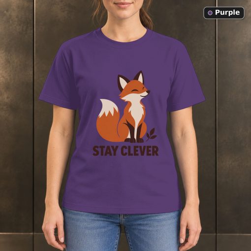 Stay Clever Fox T-Shirt, Minimalist Woodland Nature Graphic 5