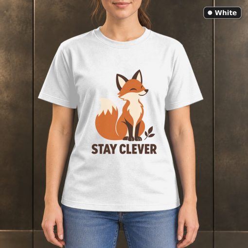 Stay Clever Fox T-Shirt, Minimalist Woodland Nature Graphic 6
