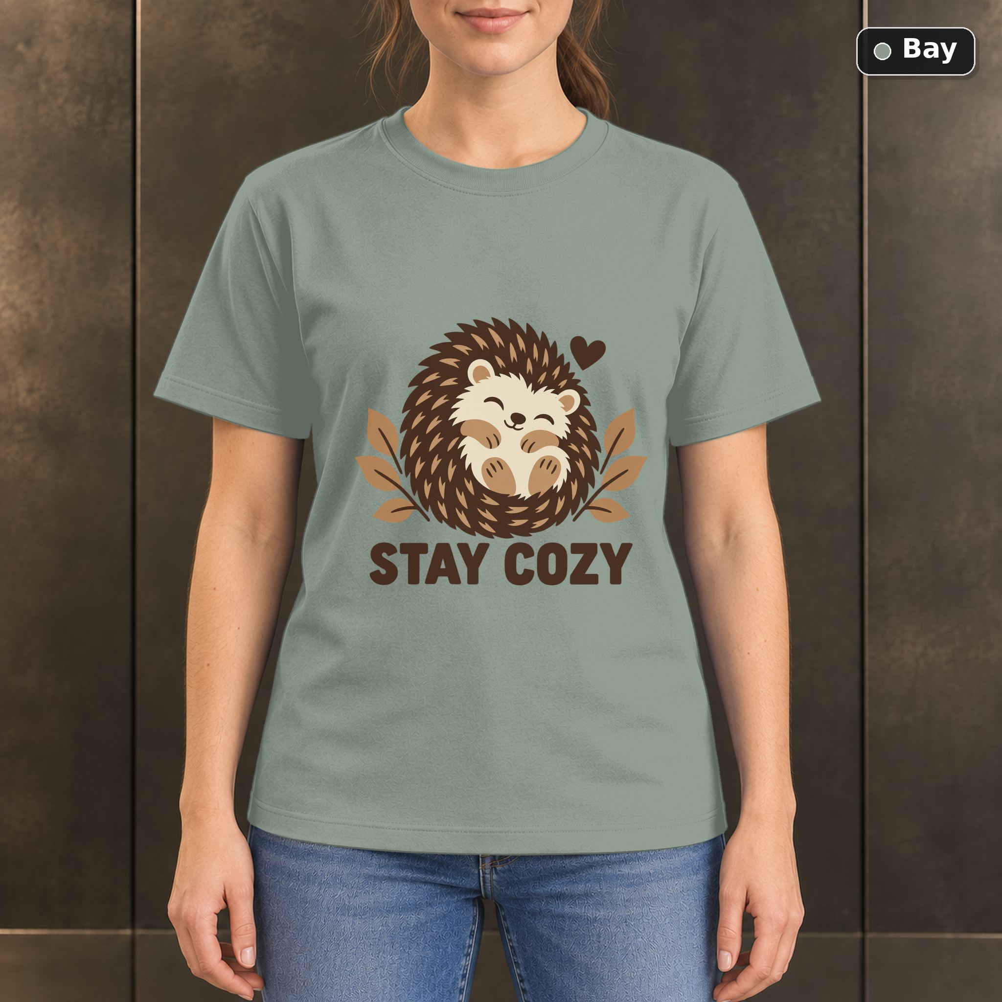 Stay Cozy Hedgehog T-Shirt, Minimalist Woodland Animal Graphic Stay Cozy Hedgehog T-Shirt, Minimalist Woodland Animal Graphic