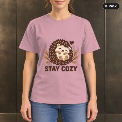Stay Cozy Hedgehog T-Shirt, Minimalist Woodland Animal Graphic 9