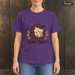 Stay Cozy Hedgehog T-Shirt, Minimalist Woodland Animal Graphic 10