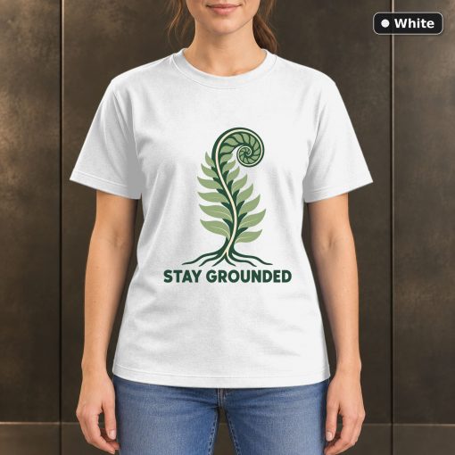 Stay Grounded Fern T-Shirt, Minimalist Botanical Nature Graphic 6