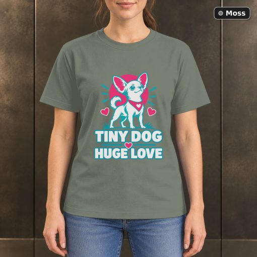 Tiny Dog Huge Love T-Shirt, Colorful Chihuahua Graphic 3