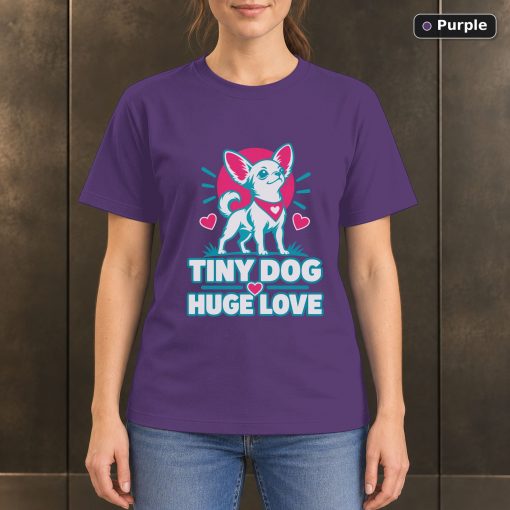 Tiny Dog Huge Love T-Shirt, Colorful Chihuahua Graphic 5