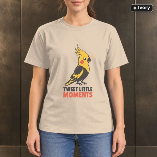 Tweet Little Moments Cockatiel T-Shirt, Minimalist Pet Bird Graphic 2