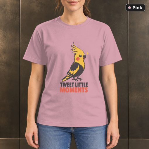 Tweet Little Moments Cockatiel T-Shirt, Minimalist Pet Bird Graphic 4