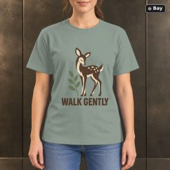 Walk Gently Deer T-Shirt, Minimalist Woodland Nature Graphic Walk Gently Deer T-Shirt, Minimalist Woodland Nature Graphic