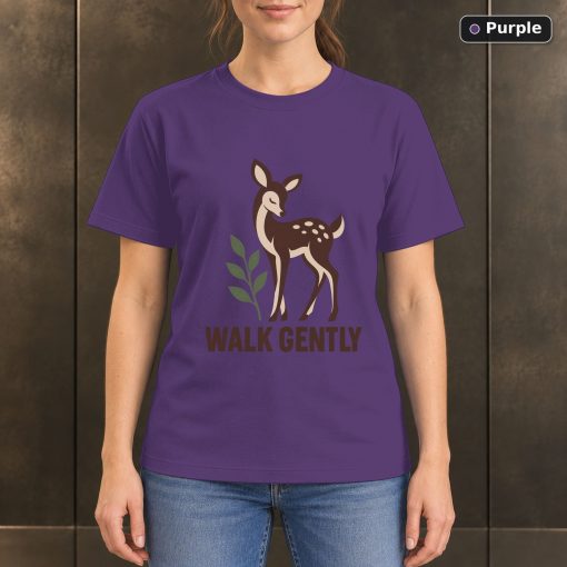 Walk Gently Deer T-Shirt, Minimalist Woodland Nature Graphic 5
