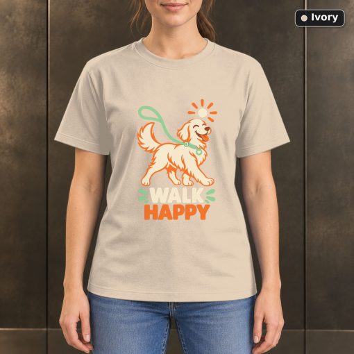 Walk Happy Dog T-Shirt, Colorful Pet Lover Graphic 2