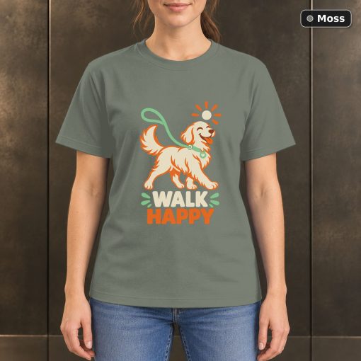 Walk Happy Dog T-Shirt, Colorful Pet Lover Graphic 3