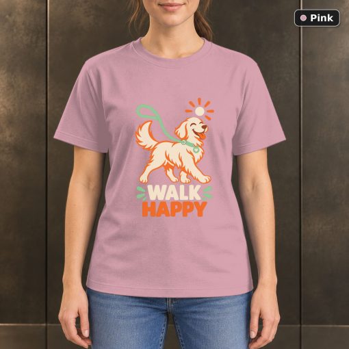 Walk Happy Dog T-Shirt, Colorful Pet Lover Graphic 4