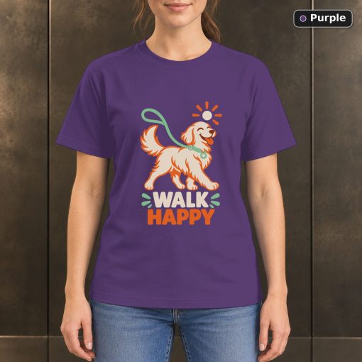 Walk Happy Dog T-Shirt, Colorful Pet Lover Graphic 5