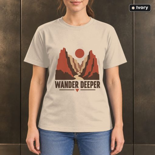 Wander Deeper Canyon T-Shirt, Minimalist Desert Nature Graphic 2