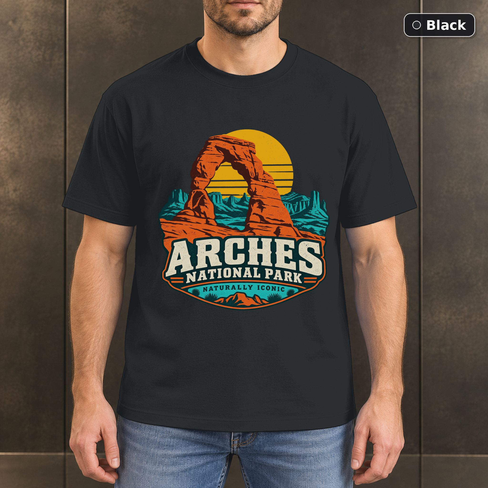 Arches National Park Retro Travel T-Shirt Design Arches National Park Retro Travel T-Shirt Design