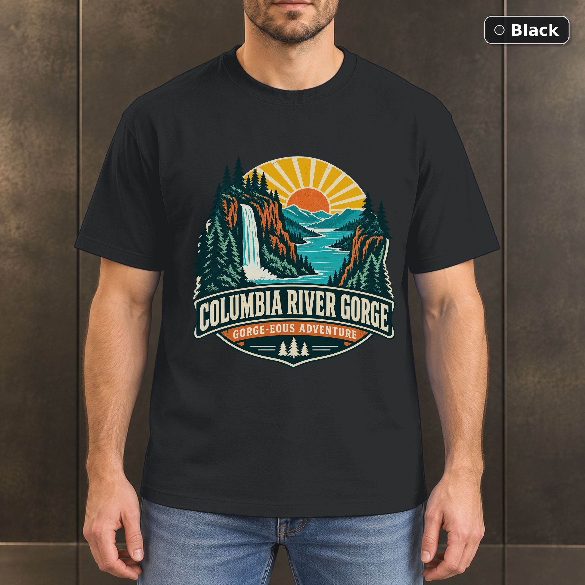 Columbia River Gorge Oregon Retro T-Shirt Design Columbia River Gorge Oregon Retro T-Shirt Design
