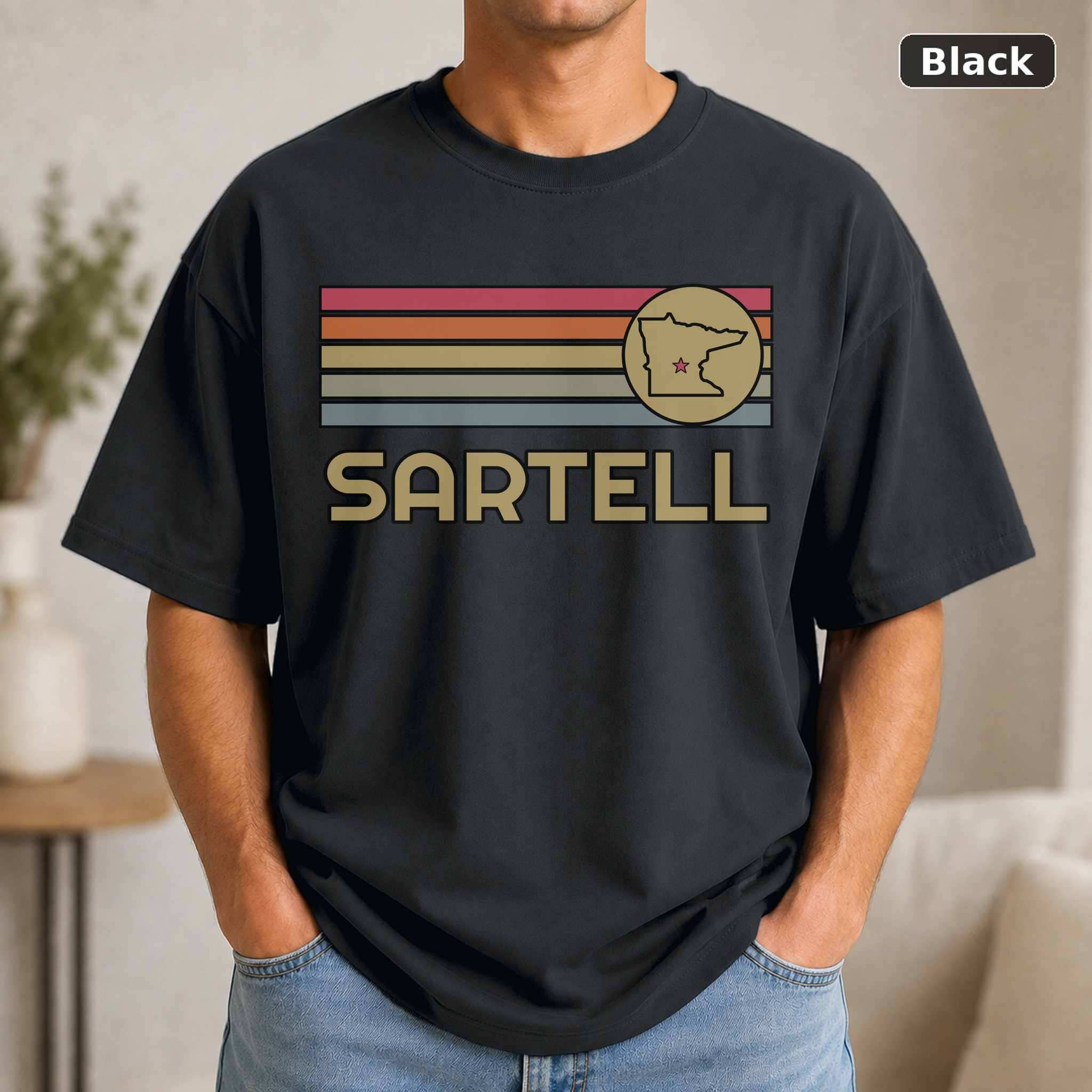 Sartell Minnesota Retro Map T-Shirt, Vintage Hometown Pride Graphic Tee, State Souvenir Gift Sartell Minnesota Retro Map T-Shirt, Vintage Hometown Pride Graphic Tee, State Souvenir Gift