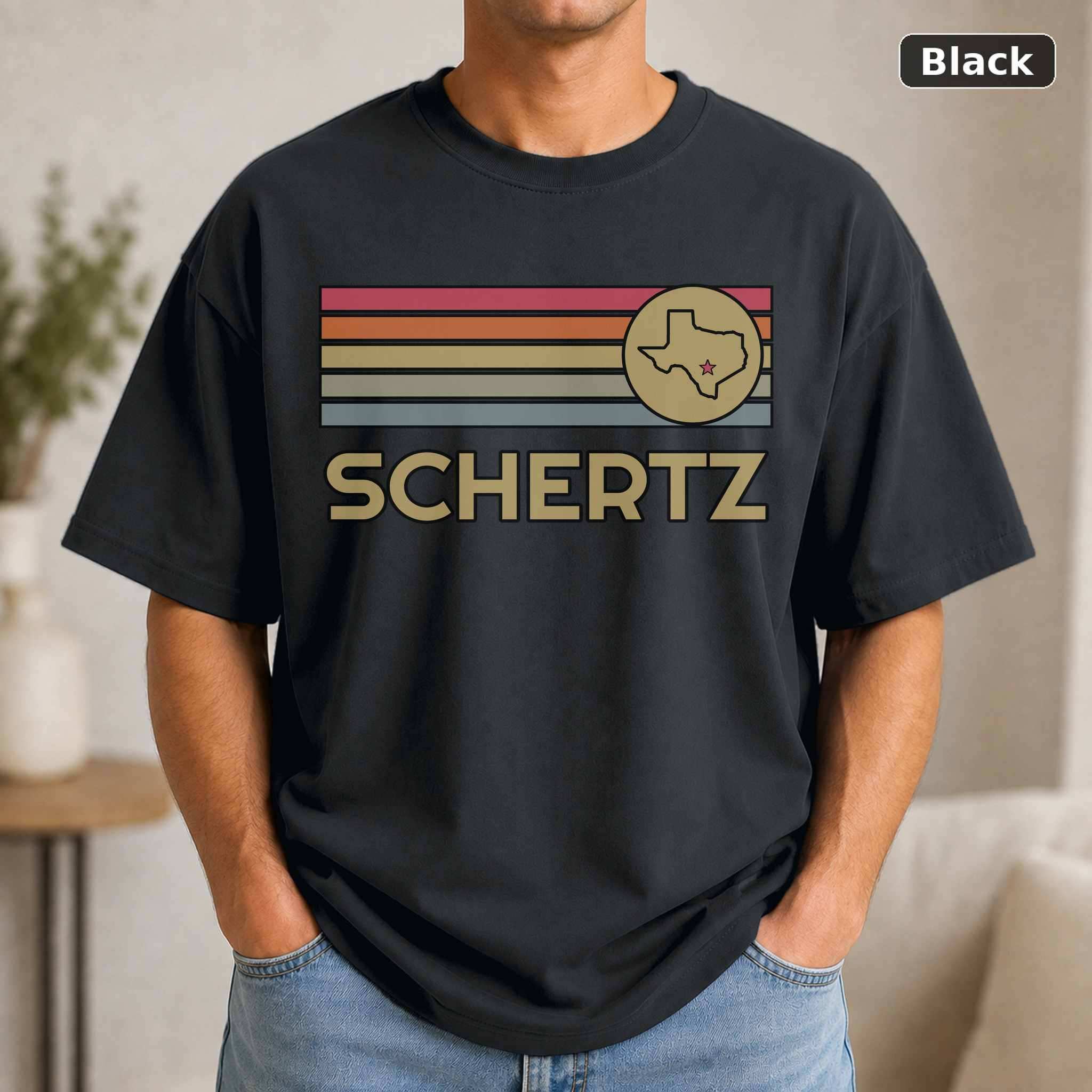 Schertz Texas Retro Map T-Shirt, Vintage Hometown Pride Graphic Tee, State Souvenir Gift
