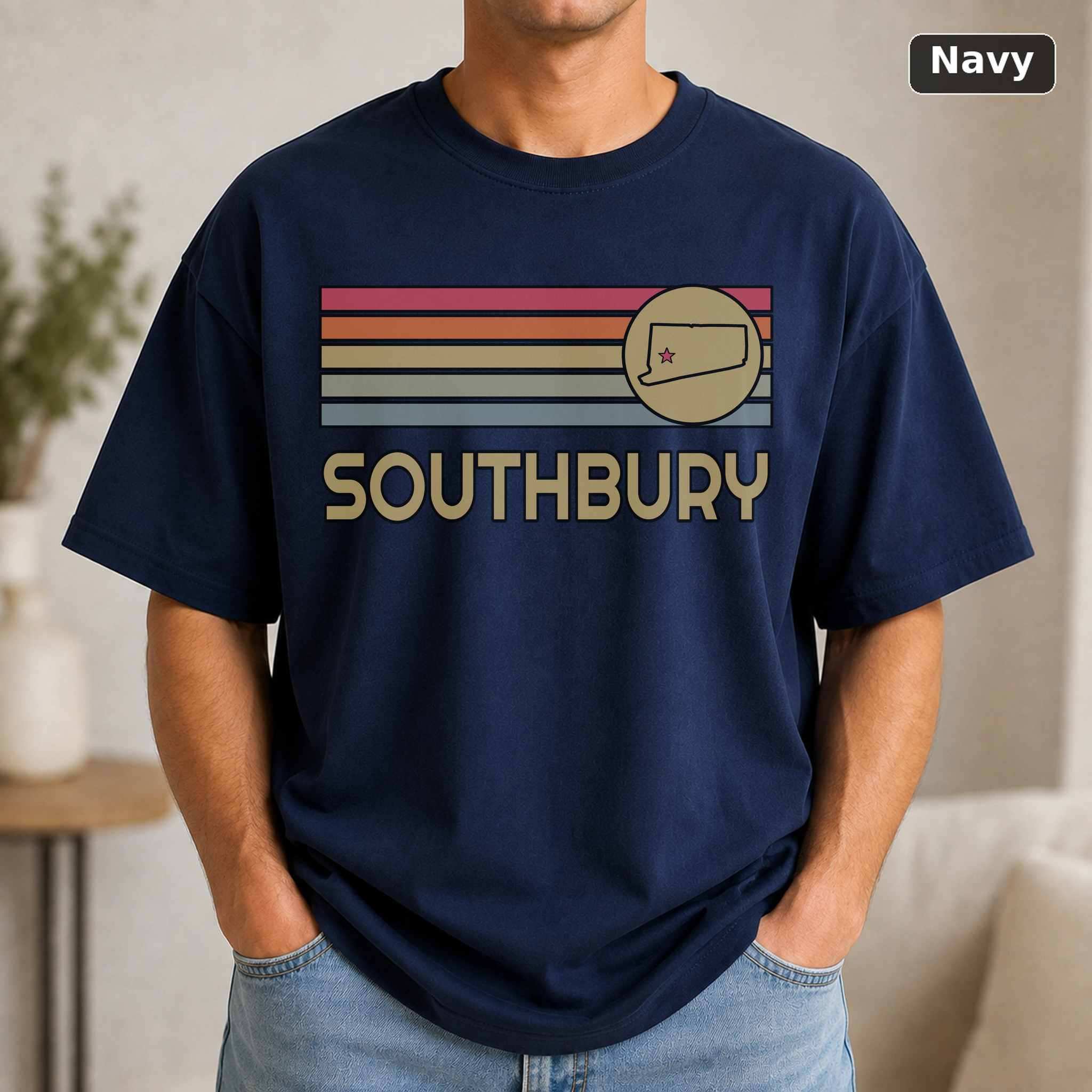 Southbury Connecticut Retro Map T-Shirt, Vintage Hometown Pride Graphic Tee, State Souvenir Gift 5