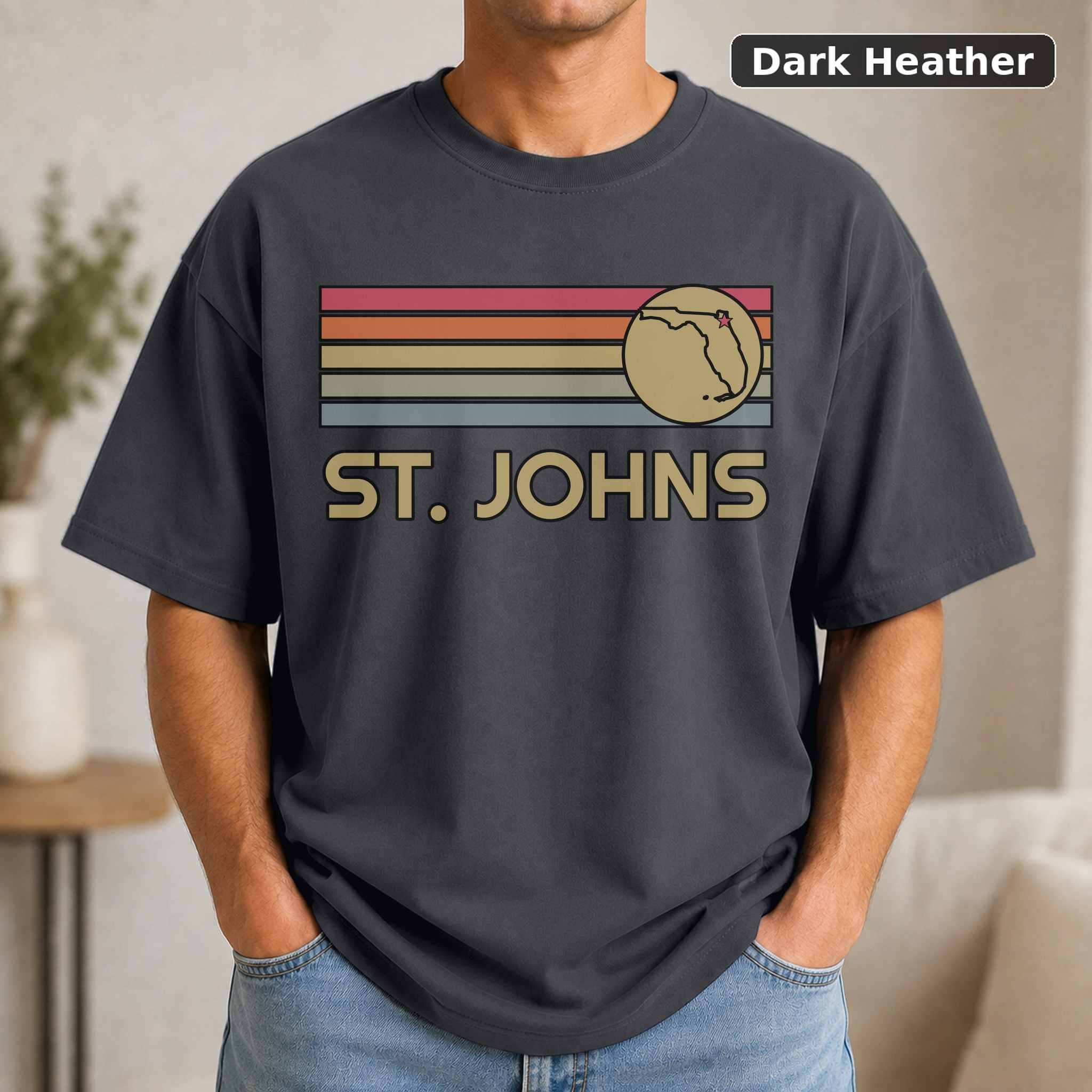 St. Johns Florida Retro Map T-Shirt, Vintage Hometown Pride Graphic Tee, State Souvenir Gift 3