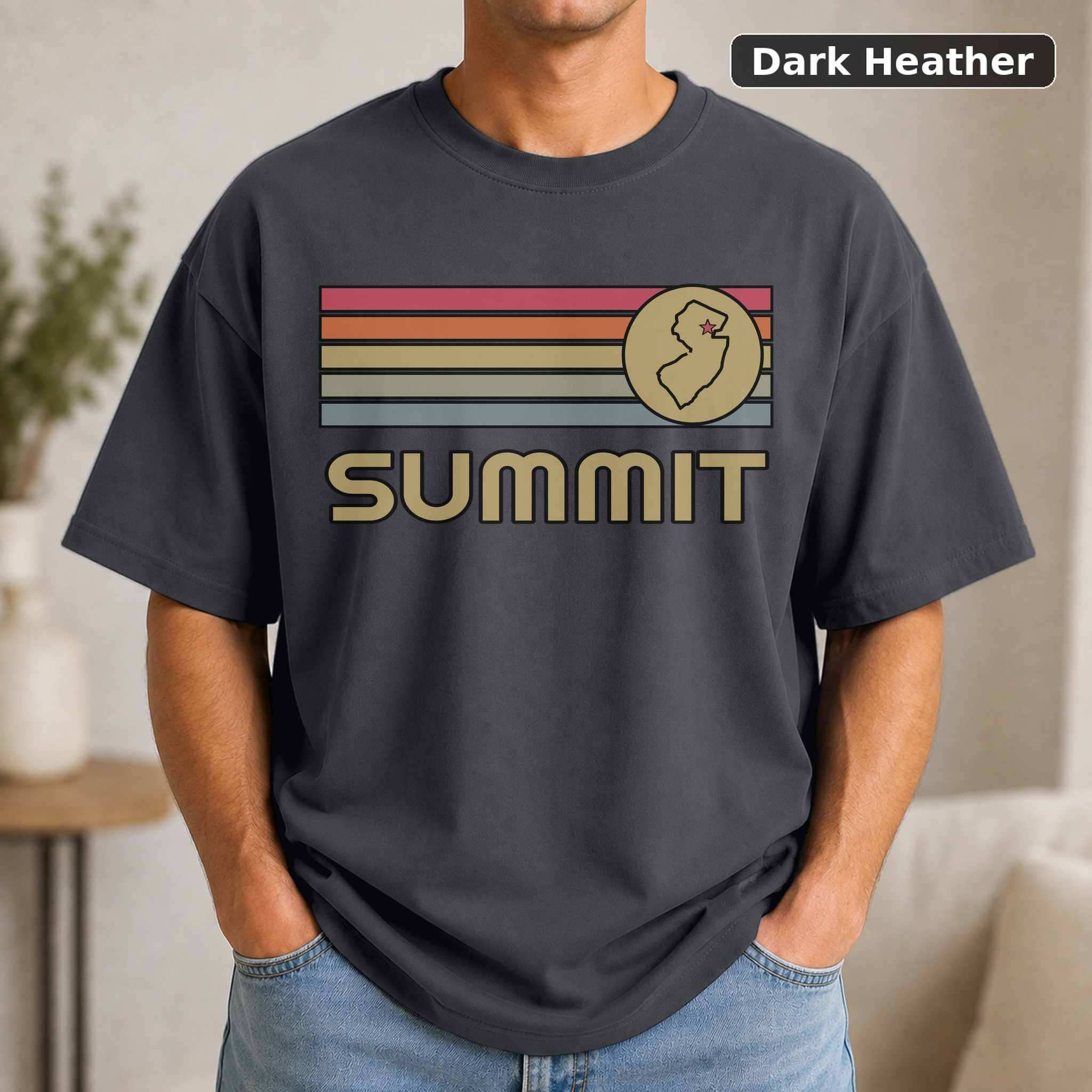 Summit New Jersey Retro Map T-Shirt, Vintage Hometown Pride Graphic Tee, State Souvenir Gift 3