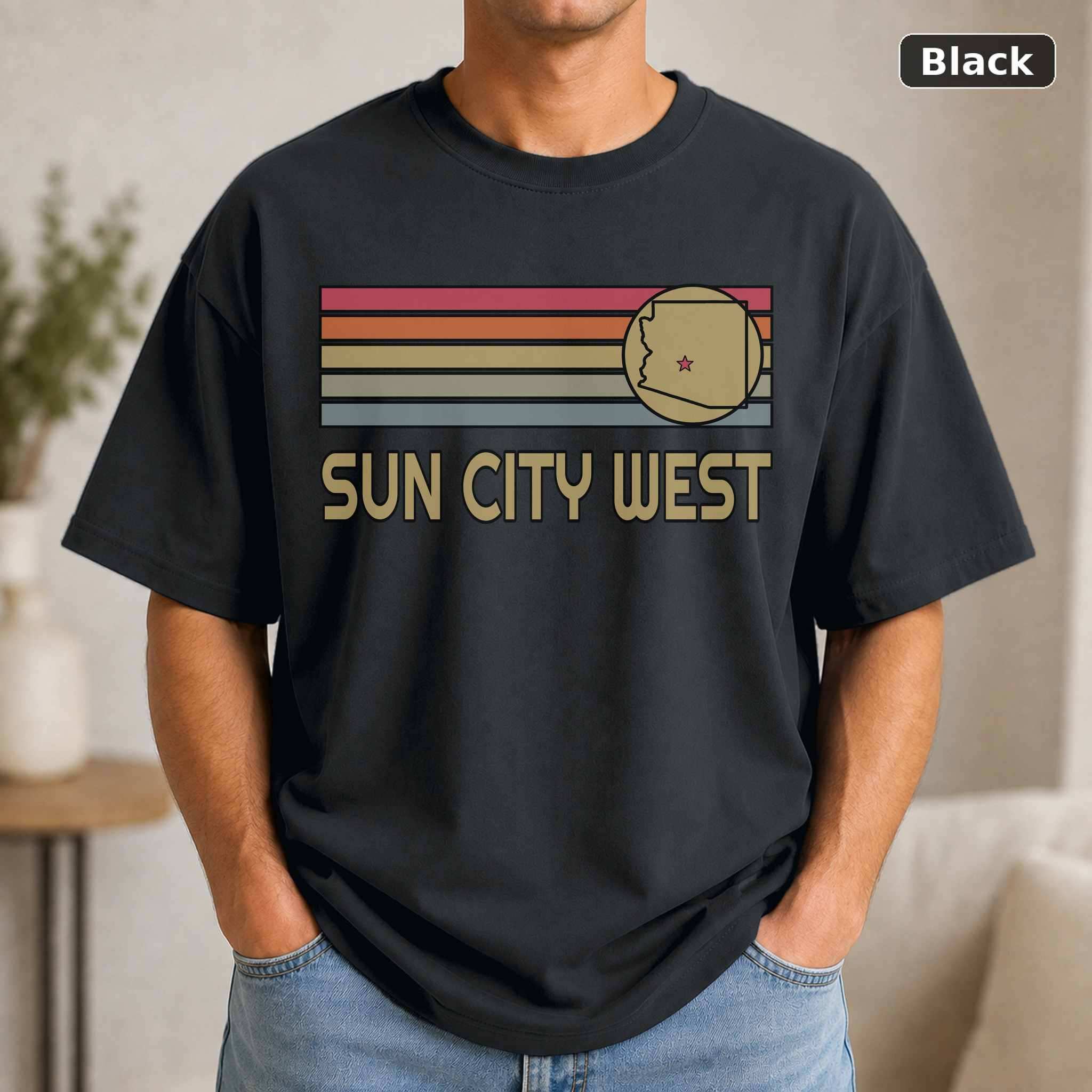 Sun City West Arizona Retro Map T-Shirt, Vintage Hometown Pride Graphic Tee, State Souvenir Gift
