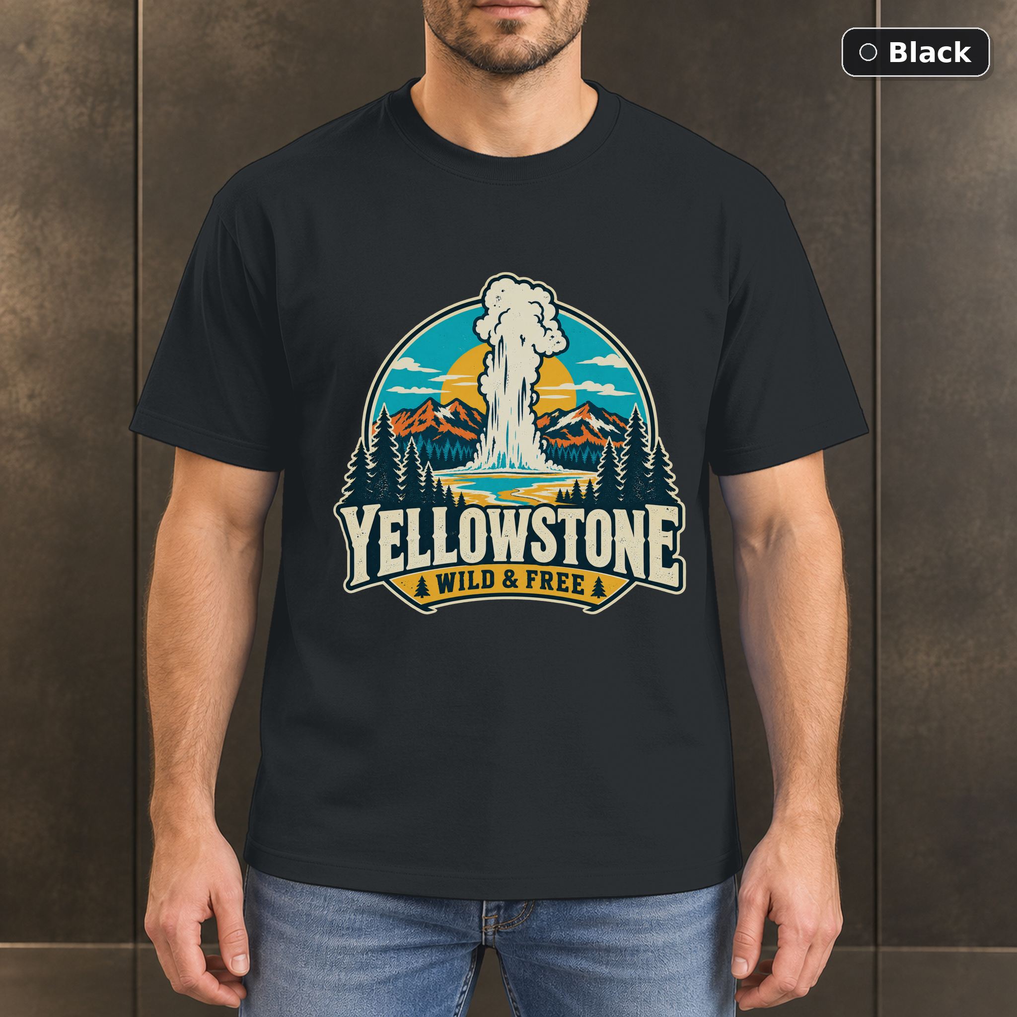 Yellowstone National Park Vintage Retro Nature T-Shirt Design Yellowstone National Park Vintage Retro Nature T-Shirt Design