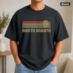 North Dakota Retro Sunset State T-Shirt Design North Dakota Retro Sunset State T-Shirt Design