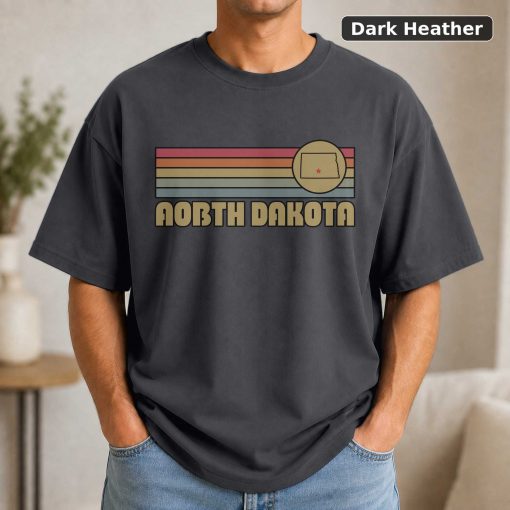 North Dakota Retro Sunset State T-Shirt Design 3