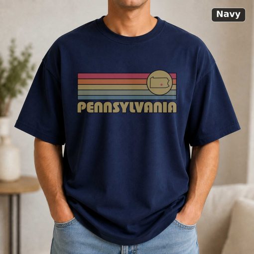 Pennsylvania Retro Sunset State T-Shirt Design 4