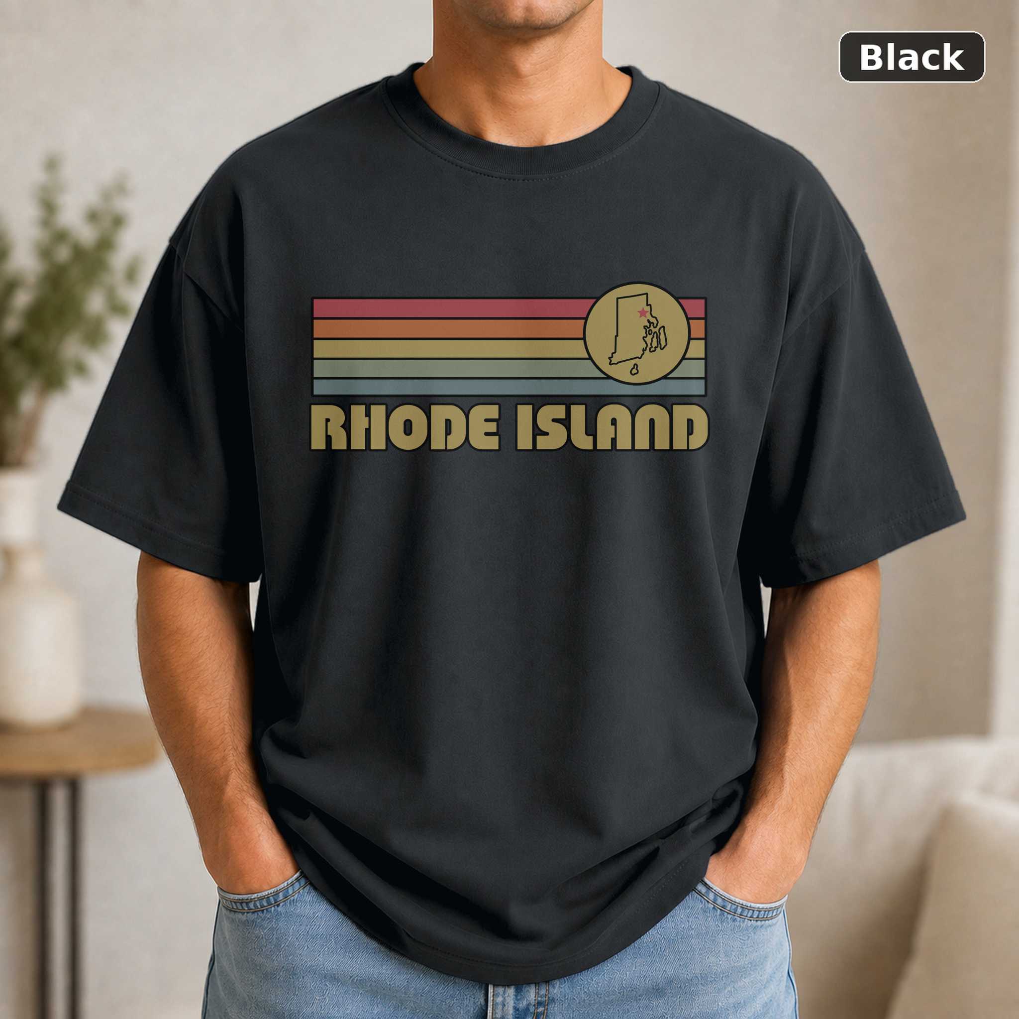 Rhode Island Retro Sunset State T-Shirt Design Rhode Island Retro Sunset State T-Shirt Design