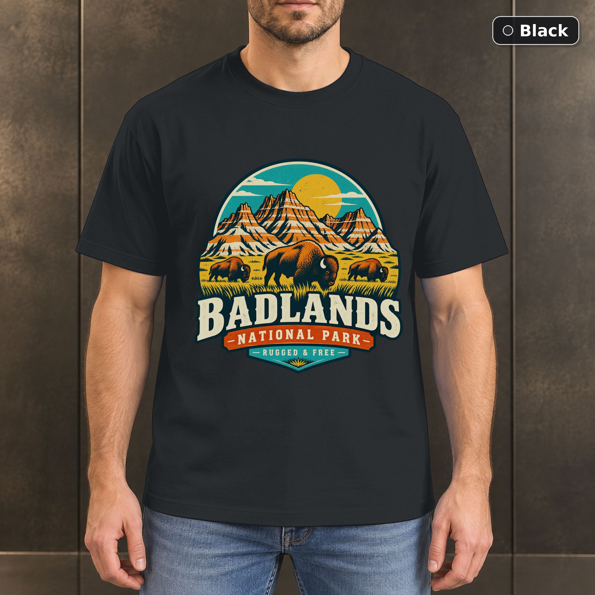 Badlands National Park Retro Adventure T-Shirt Design Badlands National Park Retro Adventure T-Shirt Design
