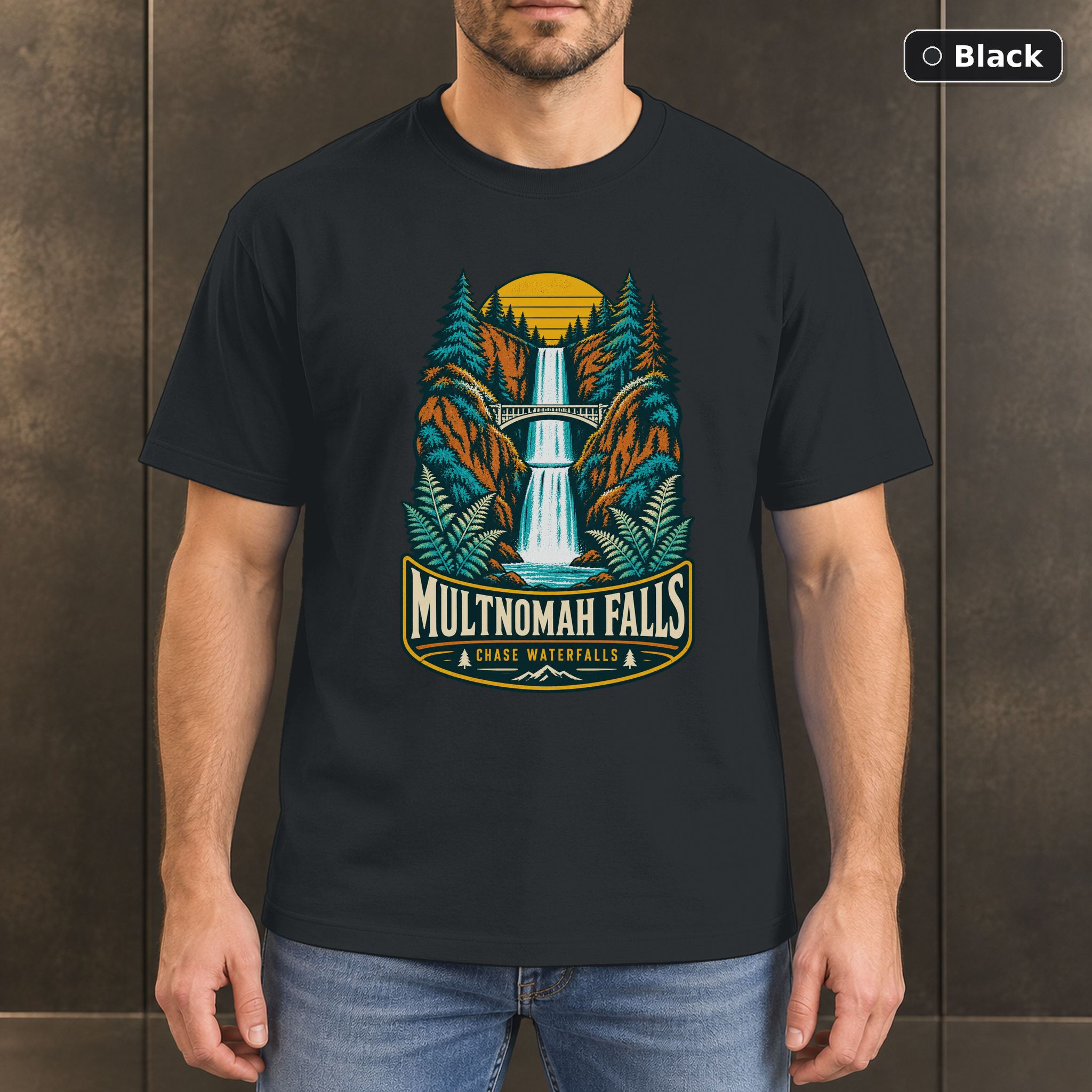 Multnomah Falls Oregon Vintage T-Shirt Design Multnomah Falls Oregon Vintage T-Shirt Design